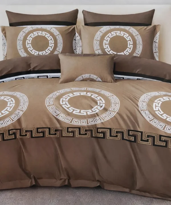 Patalynės komplektas 200×220 satino medvilnės smėlinė su raštu