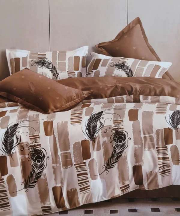 Patalynės komplektas 200×220 satino medvilnės smėlinis su raštu