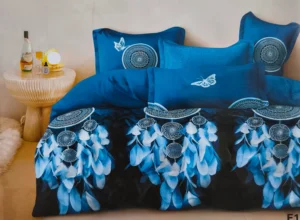 Patalynės komplektas 200×220 satino medvilnės tamsiai mėlynas