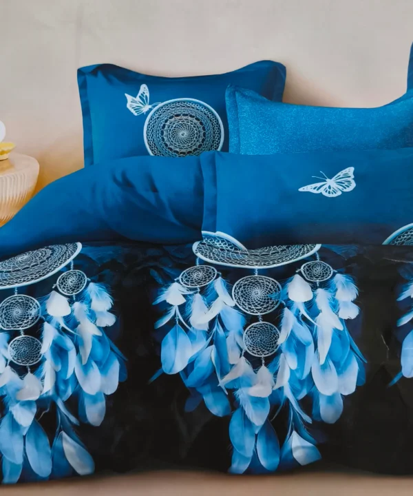 Patalynės komplektas 200×220 satino medvilnės tamsiai mėlynas