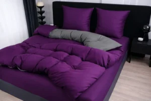 Dvigulės 100% medvilnės patalynės komplektas 200x220 spalva – violetinė.