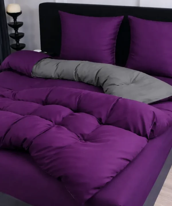 Dvigulės 100% medvilnės patalynės komplektas 200x220 spalva – violetinė.