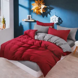 Dvigulės 100% medvilnės patalynės komplektas 200x220 spalva - vyšninė