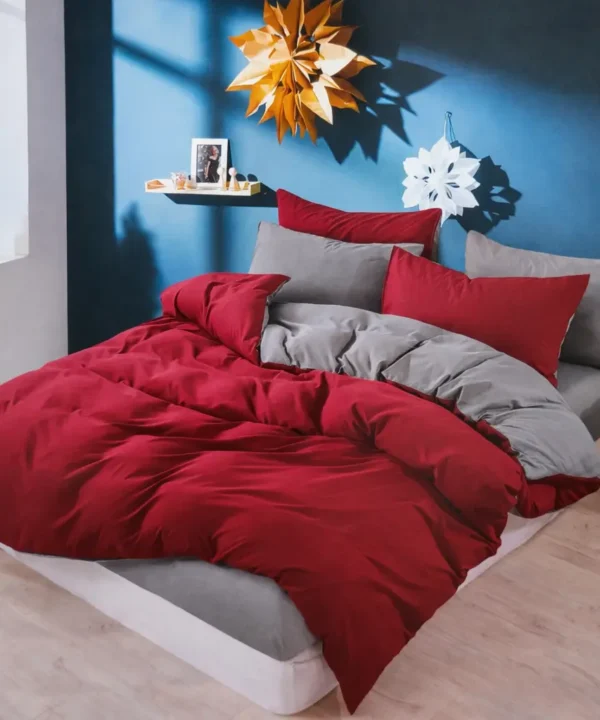 Dvigulės 100% medvilnės patalynės komplektas 200x220 spalva - vyšninė