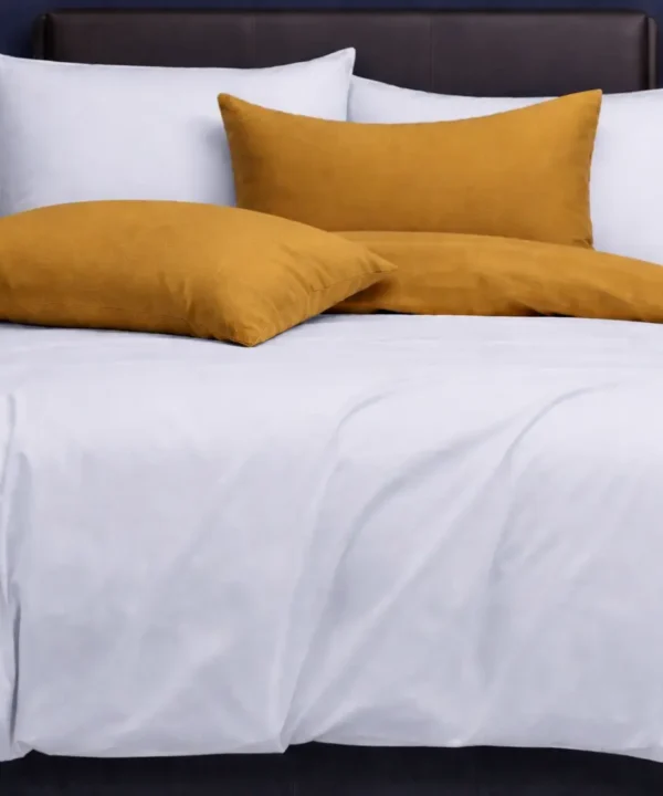 Patalynės komplektas 200×220 satino medvilnės balta ir garstyčiu