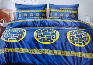 Patalynės komplektas 200×220 satino medvilnės mėlynas su raštu