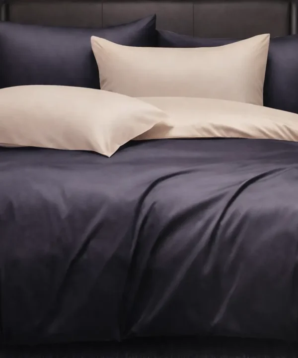 Patalynės komplektas 200×220 satino medvilnės pilkas ir smėlinis