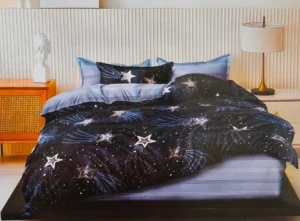 Patalynės komplektas 200×220 satino medvilnės tamsiai mėlynas