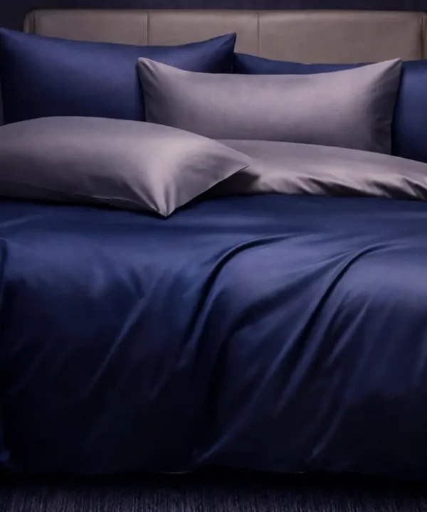 Patalynės komplektas 200×220 satino medvilnės tamsiai mėlynas