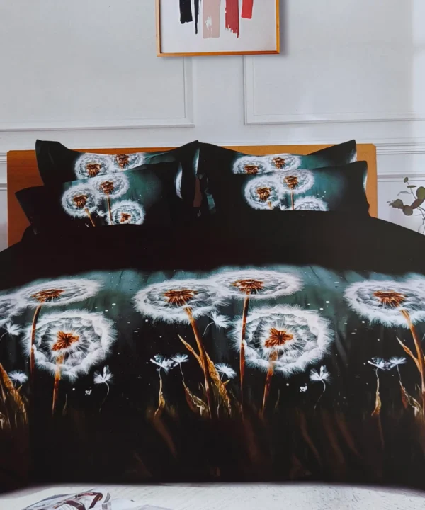 Patalynės komplektas 200×220 satino medvilnės tamsiai žalias su pūkais