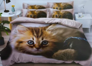 Patalynės komplektas 200×220 satino medvilnės su katinu