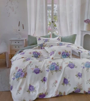 Patalynės komplektas 160x200 medvilnės šiltai baltas su gėlėmis